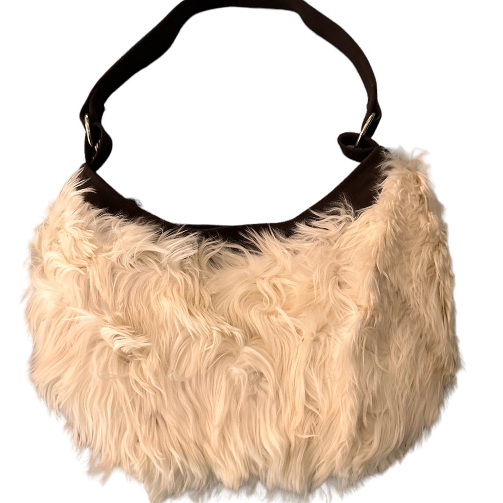 Awana Wasi Baby Alpaca Shoulder Bag, Cream Brown Suede Strap - Picture 2 of 9